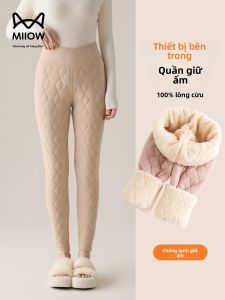 MiiOW | Quần Len Ấm có Lót da Cừu Dây Đai Cao
