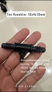 T-Connector Konektor Tee Ukuran 10x4x10 mm untuk menyambungkan Selang Aerasi 10x16 mm dan 10x20mm