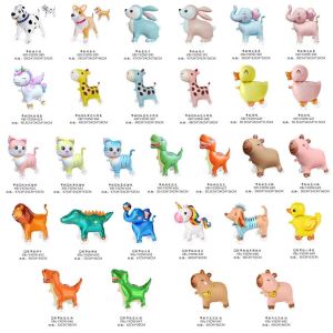 Glowing Cartoon Animal Balloon Toy with Wheels Standing Birthday Decoration Childrens Photo Toy Night Stall Decoration