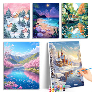 Oil Painting By Numbers Four Seasons Natural Scenery Number Drawing Canvas DIY Pictures By Numbers Home Decor