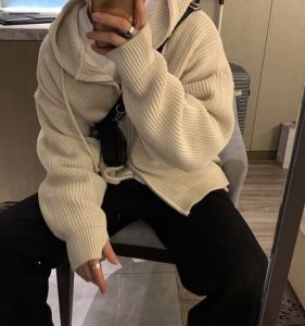 American Style Knitted Cardigan Sweater Mens Spring Autumn New Retro Lazy Trendy Pure Color Zipper Line Shirt Casual Popular