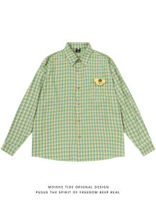 เสื้อเชิ้ตแขนยาวทรงหลวมสไตล์อเมริกันย้อนยุค MOISHE TIDE สำหรับผู้ชายและผู้หญิง ฤดูใบไม้ร่วง ปิดด้วยกระดุม ผ้าฝ้าย ทรงหลวม