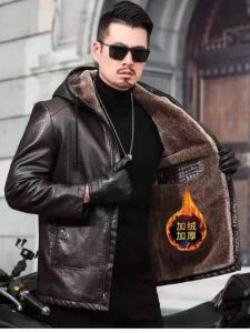 Thickened Autumn Winter Mens Leather Jacket Real Leather Fur Integrated Middle Aged And Elderly Large Size Sheepskin Coat