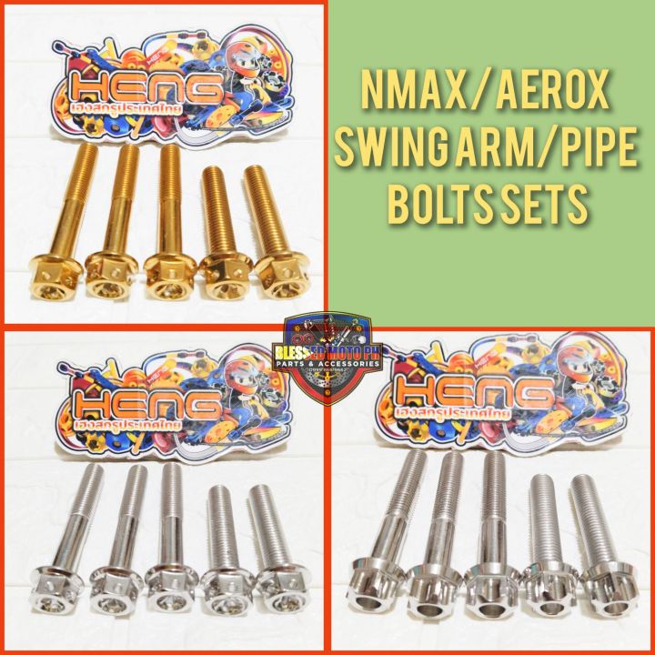 HENG NMAX/AEROX PIPE & SWING ARM BOLTS SETS(5PCS) Lazada PH