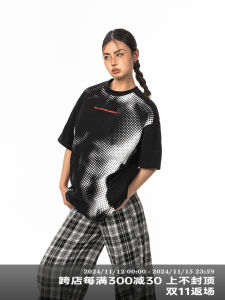 Blackbb/American Vintage Print Short Sleeves T-Shirt Men and Women Loose Leisure All-Matching Couples Tops Ins Trendy