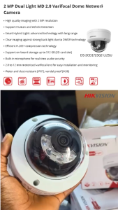 Hikvision Camera DS-2CD1723G2-LIZSU 2MP IP Kamera HD Varifocal Dome
