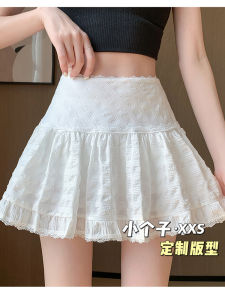 Váy Ngắn Xếp Ly Ren Cạp Cao Cho Nữ Mùa Hè 2025 Váy Chữ a Dáng Rộng Màu Trơn Váy Công Sở Đơn Giản