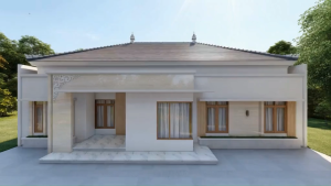 Jasa Desain Rumah Modern Tropical Classic 3D Exterior 1 LANTAI
