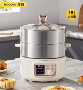 MODONG Electric steamer stainless steel household multi-functional three-layer large-capacity steamer hot pot cooking pot steam pot electric steamer