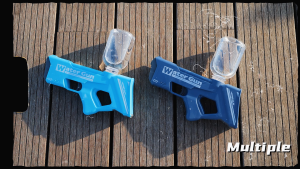 FERZ Automatic Water Gun Electric Water Gun Long Range Shooter Toy 200ml Tank Water Level Display Blue/Azure