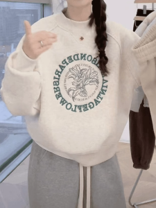 Womens Oversized Fleece Lined Thickened Hoodless Sweatshirt Autumn Winter plus Size Fashion Casual Top Slimming Concealing