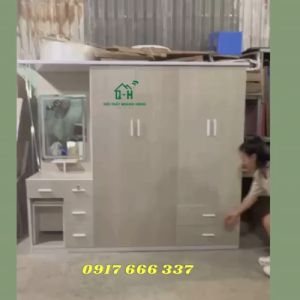 TỦ NHỰA 4 CÁNH VÂN SỒI KEM TREO QUẦN ÁO LIỀN BÀN TRANG ĐIỂN HIỆN ĐẠI THÔNG MINH CHO GIA ĐÌNH