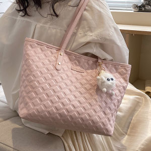 Large Capacity Commuter Tote Bag Womens Shoulder Bag Stylish European Fashion Canvas Leisure Zipper Closure Shopping Bag