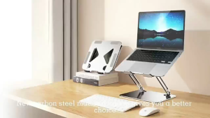 Foldable Laptop Stand - Height Adjustable Ergonomic Computer for Desk Metal Foldable Laptop Riser Portable Laptop Holder Ventilated Cooling Computer Notebook Stand