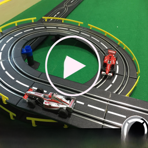 Kids Remote Control Racing Car Track Hand Crank Generator Hybrid Power Railway Dual Player Toy Educational Plastic Model Car