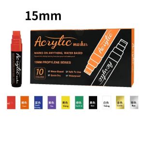Bộ Bút Dạ Quang Acrylic Jumbo 15mm 10 Màu Đầu Vát Rộng Dùng Cho Vẽ Graffiti Vẽ Trên Đá Quảng Cáo POP Nghệ Thuật DIY