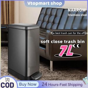 7L stainless steel with lidsmall metal garbage can for bathroombedroomofficeChildrens room