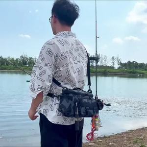 Fishing Tackle Backpack Storage Waist Bag Men Outdoor Shoulder Fishing Lure Gear Bags with Rod Pole Holder Camping Hiking Pack