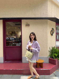 Áo Sơ Mi Cotton Dáng Rộng Thời Trang Mùa Hè Cho Nữ Tay Xếp Ly Nút Cài Họa Tiết Sọc Cổ Polo Thoáng Khí