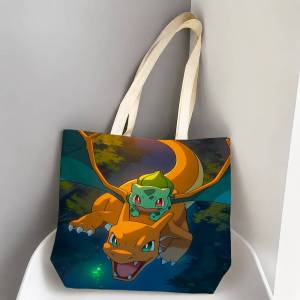 Bandai | Pokemon Zekrom Storage Bags Tote Bag Travel Summer Beach Shoulder Bag Reusable Grocery Shopping Bag Anime Artwork