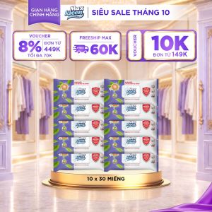 Combo 10 gói Khăn Ướt Lau Bề Mặt Đa Năng MaxKleen 30 Miếng/gói
