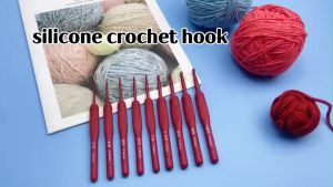 Isi 9 Hakpen Handle Karet 2.0-6.0mm Jarum Rajut Gagang Karet Non-Tulip Crochet Set