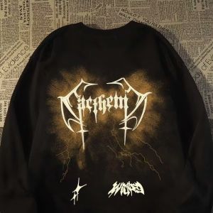 American Hiphop High Street Wings Tops Men and Women Autumn and Winter Loose Street Style Trendy Oversize Long Sleeves T-shirt