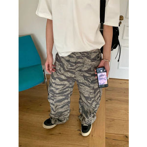 กางเกงทำงานลายพรางสไตล์ย้อนยุคสไตล์อเมริกันสำหรับผู้ชาย CleanFit ทรงหลวม กางเกงขายาวทรงตรง กระเป๋าใหญ่ ทรงหลวม ทรงหลวม ทรงหลวม