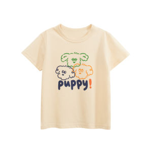 Summer Short Sleeve T-Shirt for Girls Baby Clothes Cartoon Dog Print Cotton Toddler Kids Tops Sweet Style Standard Fit