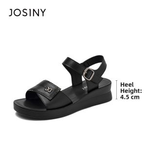 Josiny | Leather Mom Sandals Thick Sole