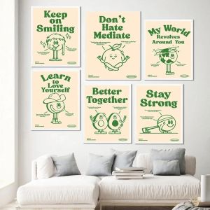 Retro Quotes Poster Love Yourself Stay Strong Print Canvas Vintage Cowboy Green Trendy Painting Dorm Wall Decor Daily Reminders
