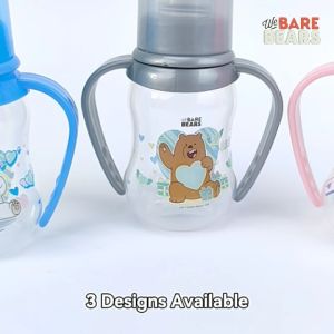 We Bare Bears 4oz/125ml Botol Susu Bayi / Standard Slim Neck Baby Feeding Milk Bottle With Handle BPA Free 30409 WBB