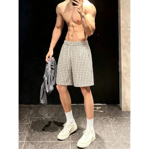 LIUBU | Moisture-Wicking Quick-Dry Shorts Blue Plaid Short-Pants Mens Casual Sporty Beachwear
