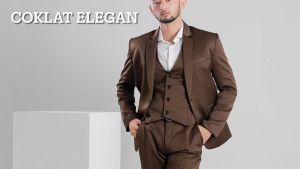 Jas Formal Pria - Setelan Jas Celana dan Rompi Pria - Jas Pria SlimFit - Jas Pria Premium - Coklat