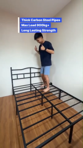 THEATT Family Double Bed Carbon Steel Bed Frame Thickened Reinforced Bed Frame Under Bed Storage Frame