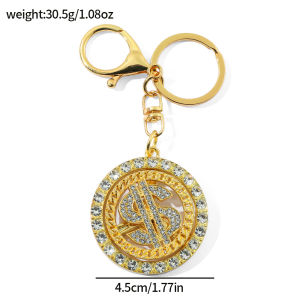 Bandai | Men Gold Color Dollar Sign Keychain Cuban ChainHip Hop Money Dollar Pendant Keyrings Music Festival Party Gifts Accessories