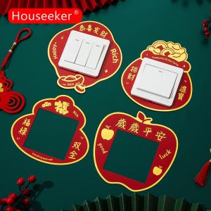 Houseeker phong cách Lễ Hội Mùa Xuân chuyển đổi bảo vệ Bìa chuyển đổi xung quanh trang trí dán tường trang trí năm mới
