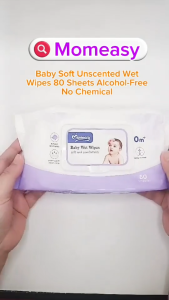 Momeasy 80 Pulls Unscented Gentle Baby Wet Wipes for All Skin Type for Newborn & Up Alcohol-Free