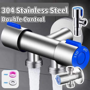Dual Control Dual Use 3-Way Shower Water Diverter Valve Faucet Filling Angle Valves Washing Machine Toilet Accessories
