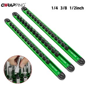 Socket Holder Magnetic 360° Rotating Plug Plate 1/4 3/8 1/2 Inch Green Multi-function Disassembly Repair Storage Tool for Car