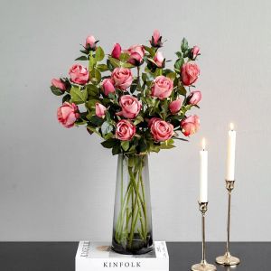 Luxurious Artificial Roses Decorative Table Centerpiece Living Room Decor Silk Flower Arrangement Dried Flower Bouquet