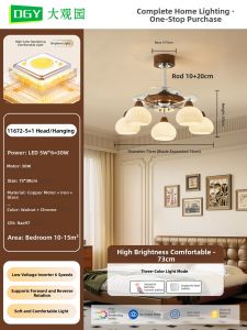 DGY | Retro Style Living Room Ceiling Fan and Light Combo