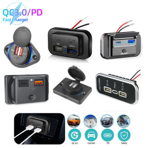 อะแดปเตอร์ ไฟสำหรับโทรศัพท์ช่องเสียบสายชาร์จรถ QC3.0 PD 12V-24V กันน้ำ สำหรับรถยนต์เรือ