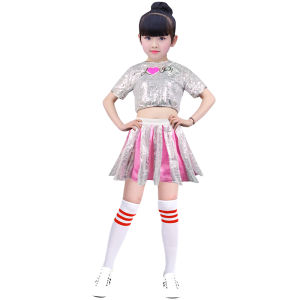 เด็กชุดเต้นรํา วิบวับ ชุดเชียร์ลีดเดอร์ Modern Jazz Dance Show เครื่องแต่งกาย < Ne1> ผ้าโรงเรียนอายุหญิง
