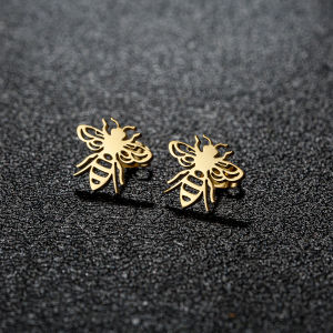 1Pair Small Bee Stud Earring Stainless Steel Mini Insect Bee Earrings Earrings For Women Girls Party Jewelry Gift