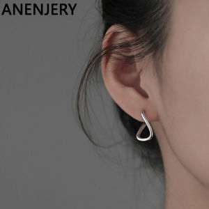 ANENJERY Irregular Geometric Hoop Earrings for Women Simple Design Ear Jewelry Wholesale Huggies pendientes aretes