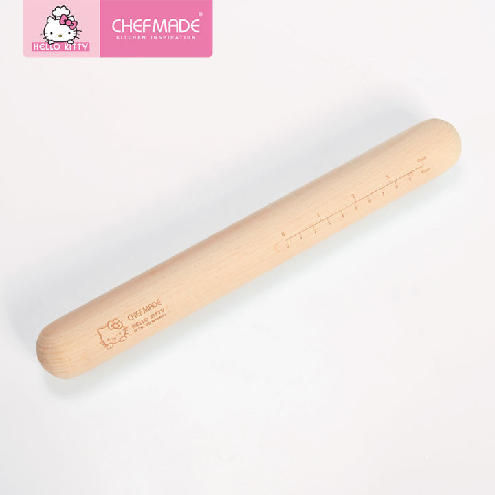Learning Kitchen Kitty Cat Joint Name Rolling Pin Solid Wood Household Small Non-Stick Children Baking Tool Artifact