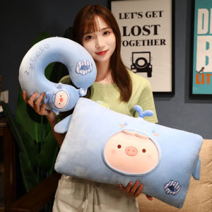Cute Dolphin Pig Neck Pillow Memory Foam Lumbar Pillow Nap Pillow and Cushion Pig Plush Toy Bed Long Pillow