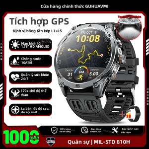 GUHUAVMI | Đồng Hồ Thông Minh GPS Hai Băng Tần Quân Sự Màn Hình AMOLED 1.75 Inch Pin 1000mAh Chống Nước 10ATM Thiết Bị Theo Dõi Thể Dục Dành Cho Nam Với Chức Năng Theo Dõi Nhịp Tim Và Giấc Ngủ
