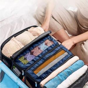 Suitcase Organizer-Large Capacity Travel Luggage Organizer Hanging Shelve Packing Cube Closet Collapsible Hanging Storage Bags